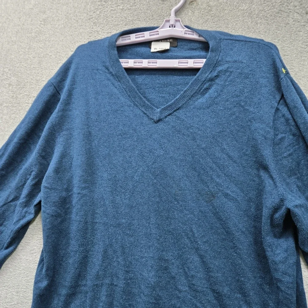 Banana Republic Men Sweater XL Blue Cotton Silk Pullover Sweater Premium Luxe